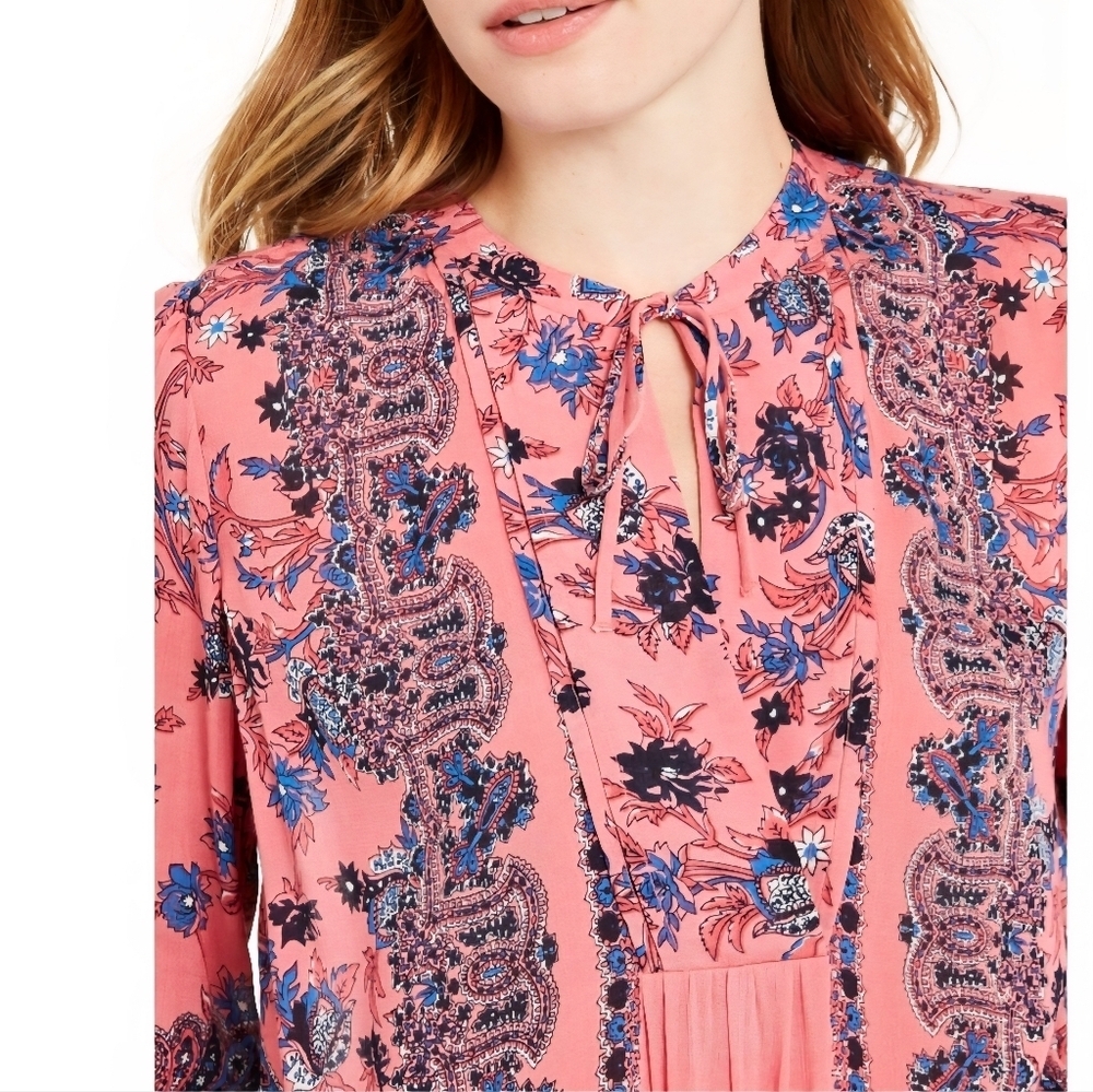 Lucky Brand Floral Boho Peasant Long Sleeve Top Sz S - Picture 3 of 9